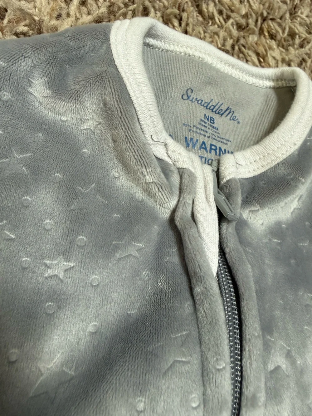 SwaddleMe Gray Star Print Zip Front Swaddle Sack